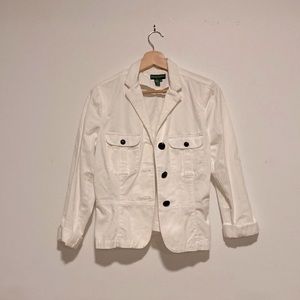 Vintage White Jean Jacket With Black Buttons